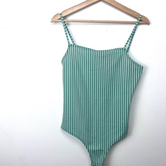 BCBGeneration, bodysuit, striped, green, size S, small, new with tags, 60s fashi - Picture 1 of 5